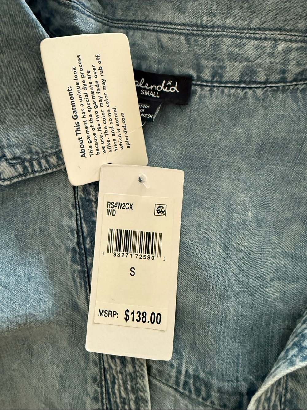 NWT Splendid Light Blue Denim Button-Up Shirt